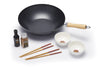 6pc Oriental Cooking Set with 30cm Wok, 2 x Dipping Bowls, 2 x Pairs of Chopsticks and Medium Two-Tier Bamboo Steamer