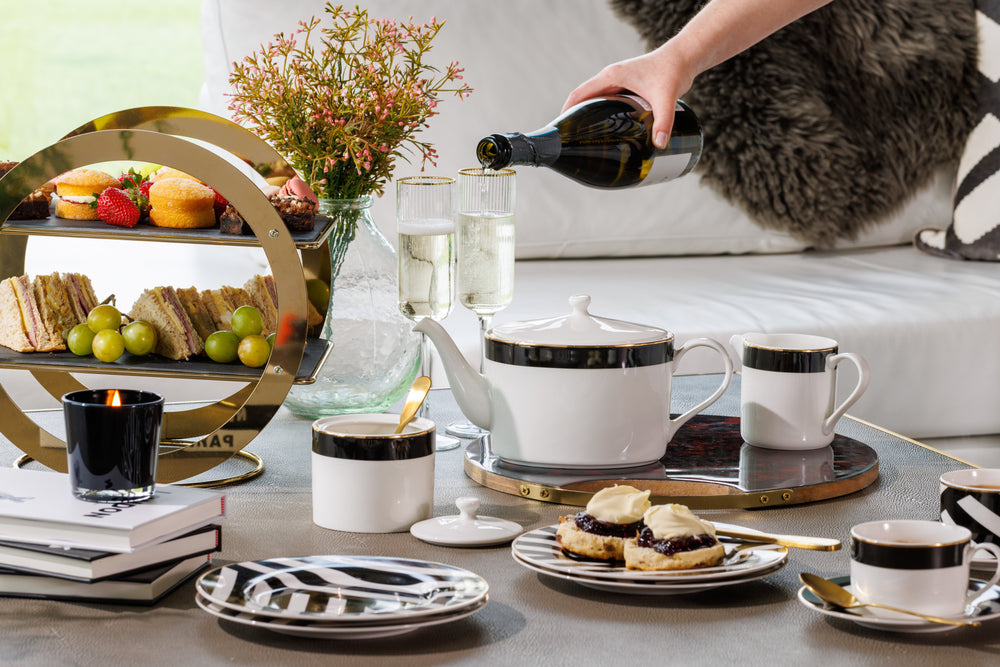 Mikasa Luxe Deco China Tea Cups and Saucers, Set of 2, 200ml