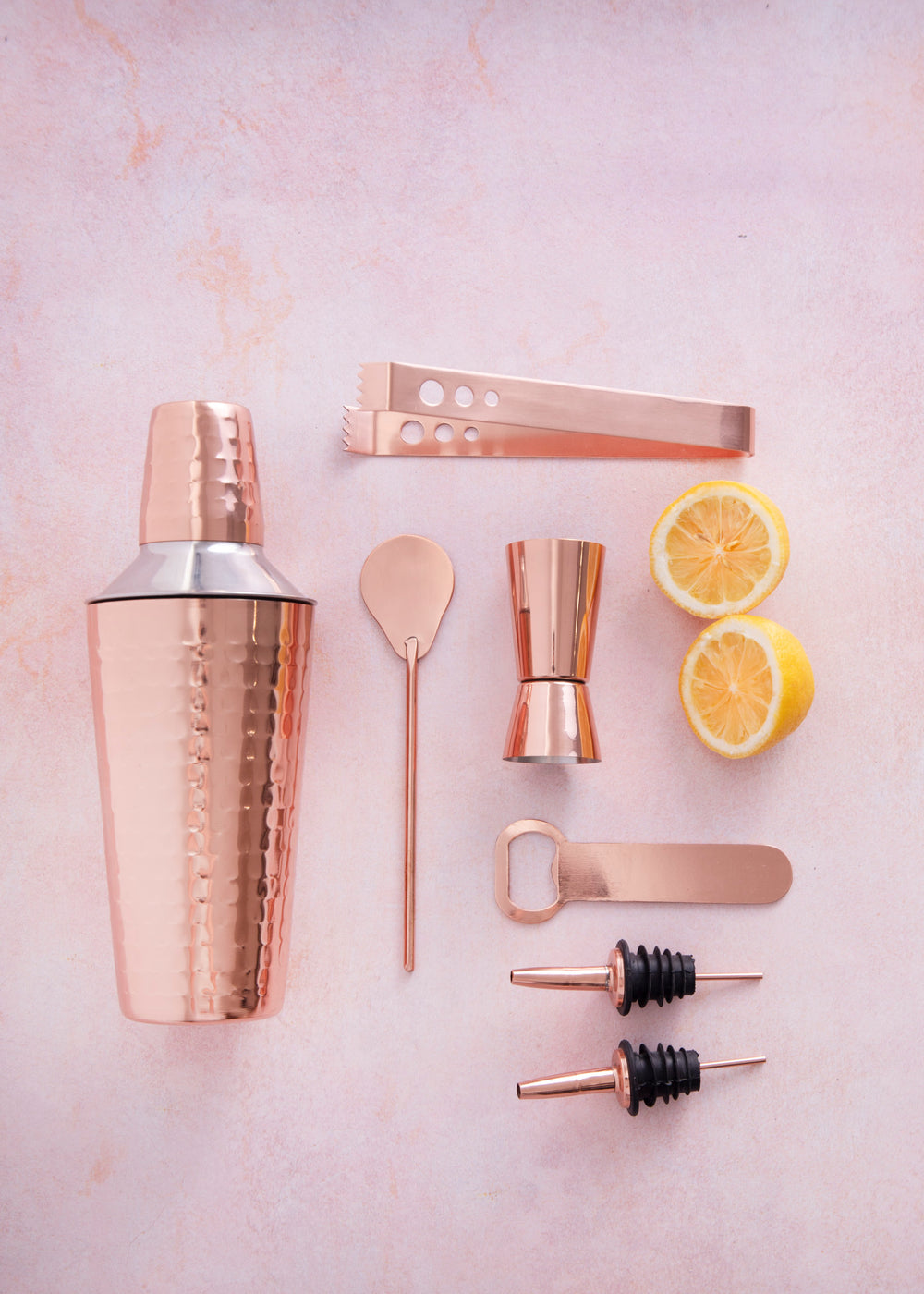 BarCraft 7-Piece Copper Cocktail Shaker Set in Gift Box, Stainless Steel