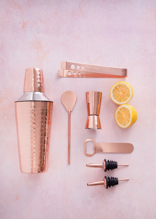 BarCraft 7-Piece Copper Cocktail Shaker Set in Gift Box, Stainless Steel image 8