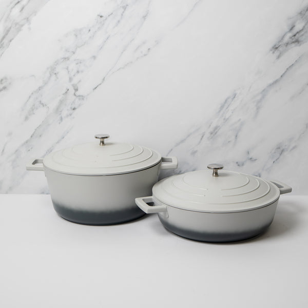 2pc Cookware Set with Grey Ombre Non-Stick Cast Aluminium Casserole Dishes 28cm/4L and 28cm/5L image 2