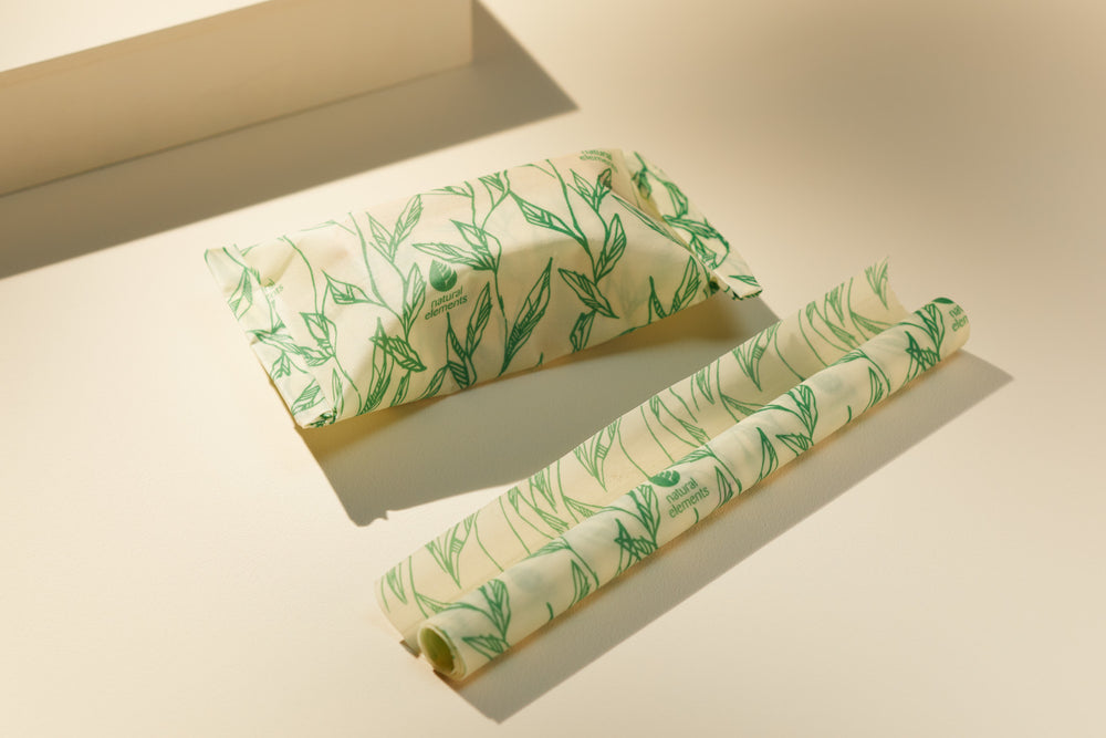 Natural Elements 1m x 25cm Reusable Vegan Food Wrap Roll, Organic Cotton Cling Film Alternative