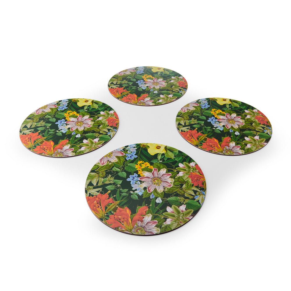 Creative Tops Tropical Floral Set Of 4 Round Placemats, 29 x 29CM