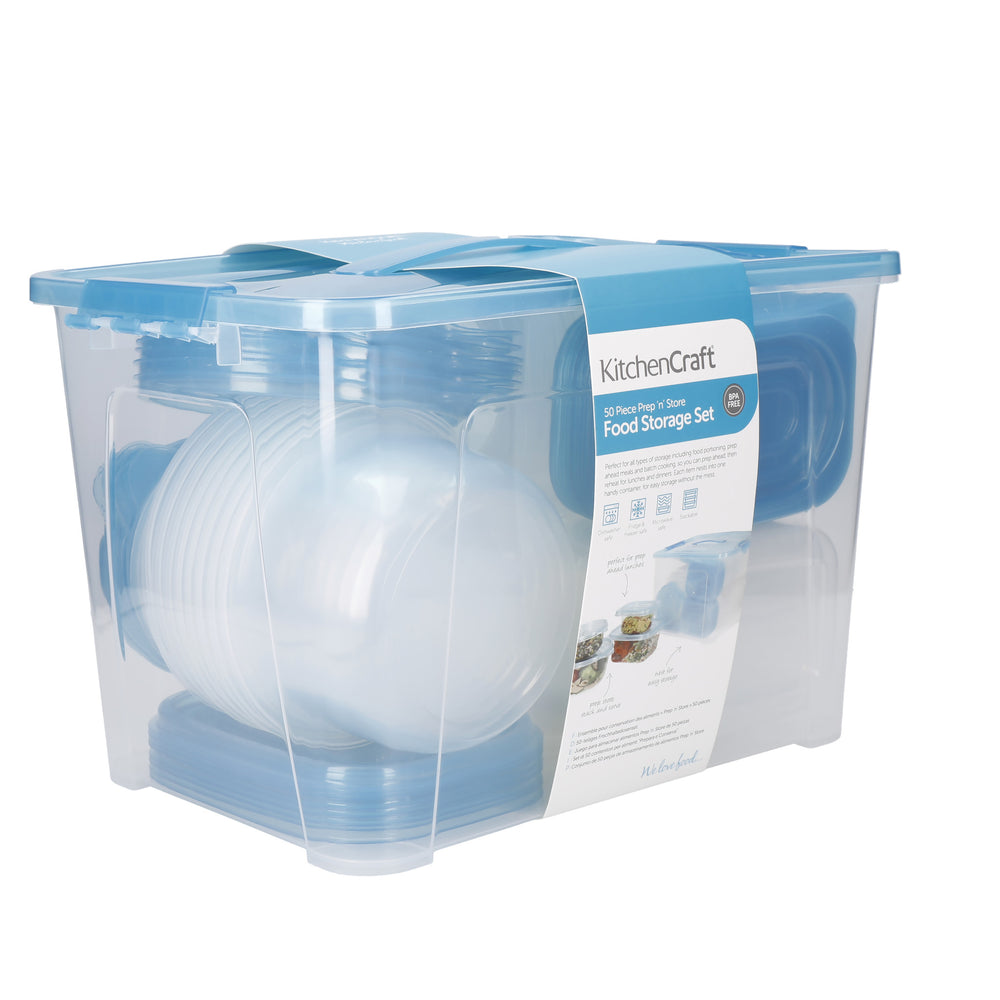 KitchenCraft BPA-Free Plastic Meal Prep Container Set, 50 Pieces
