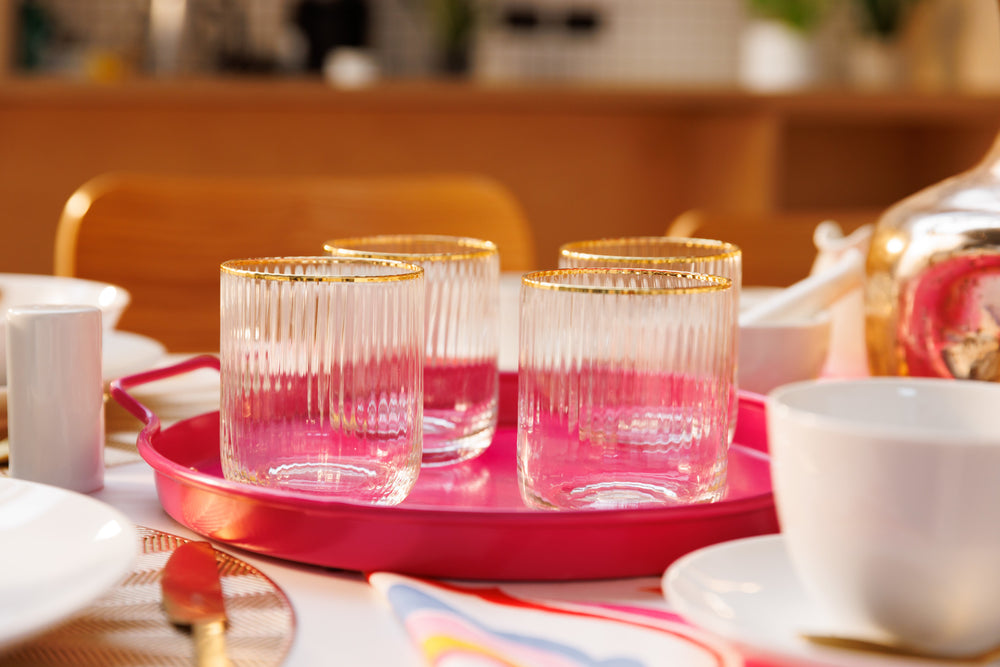 Mikasa Sorrento Ridged Crystal Tumbler Glasses, Set of 4, 400ml