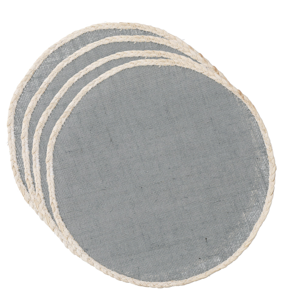 Creative Tops Round Jute Placemats, Set of 4, Grey, 34 cm