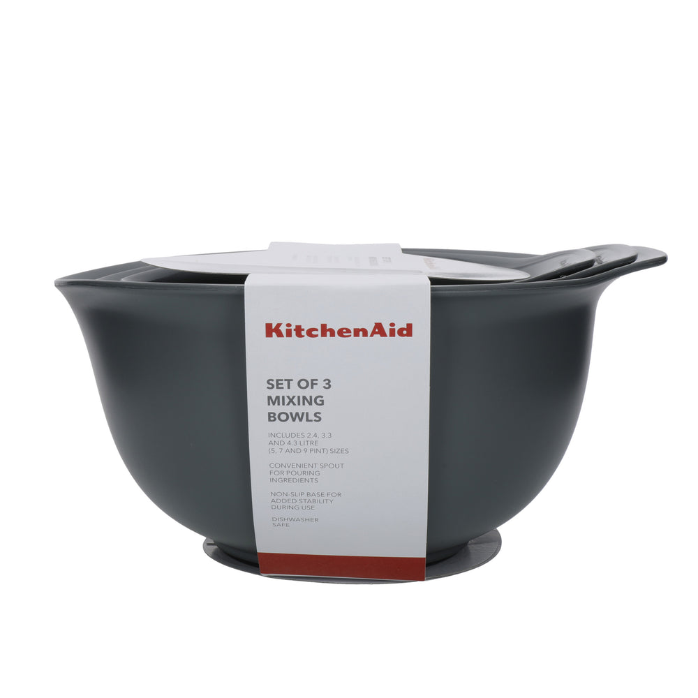 KitchenAid 3pc Nesting Mixing Bowl Set - Charcoal Grey