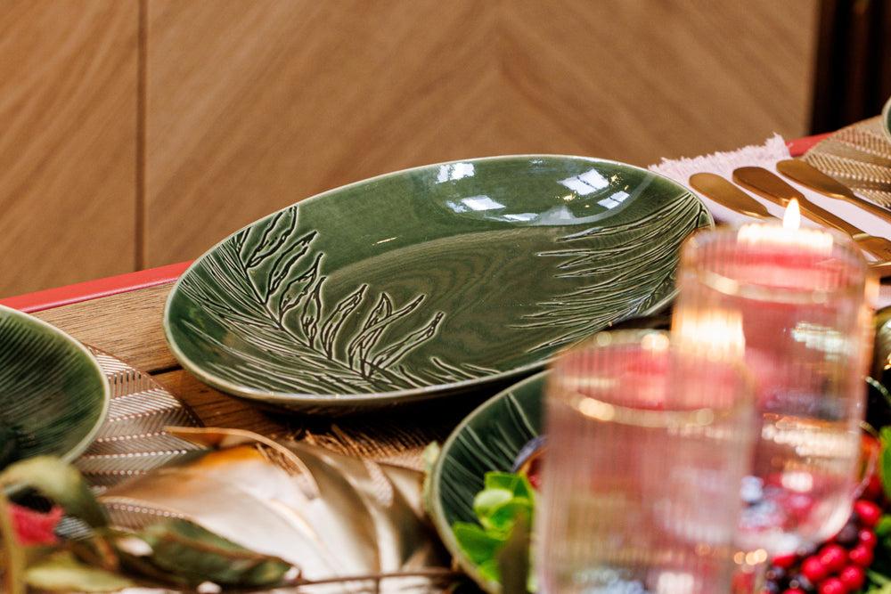 Mikasa Jardin Stoneware Oval Serving Platter, 36cm, Green