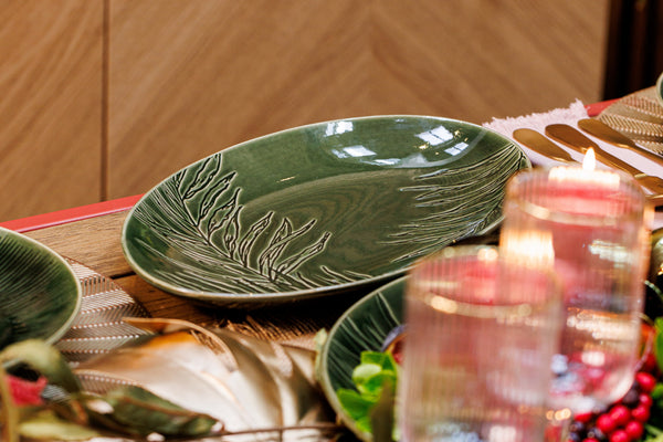 Mikasa Jardin Stoneware Oval Serving Platter, 36cm, Green image 2