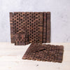 Dark Slatted Wood 8pc Table Set with 4x Placemats and 4x Coasters