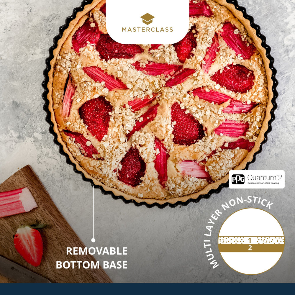 MasterClass Non-Stick Loose Base Fluted Quiche Tin, 25cm