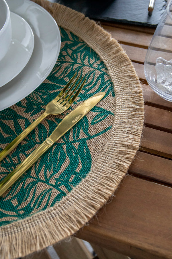 Creative Tops Round Hessian Placemats, Set of 4, Green Leaf Design, 43cm image 11