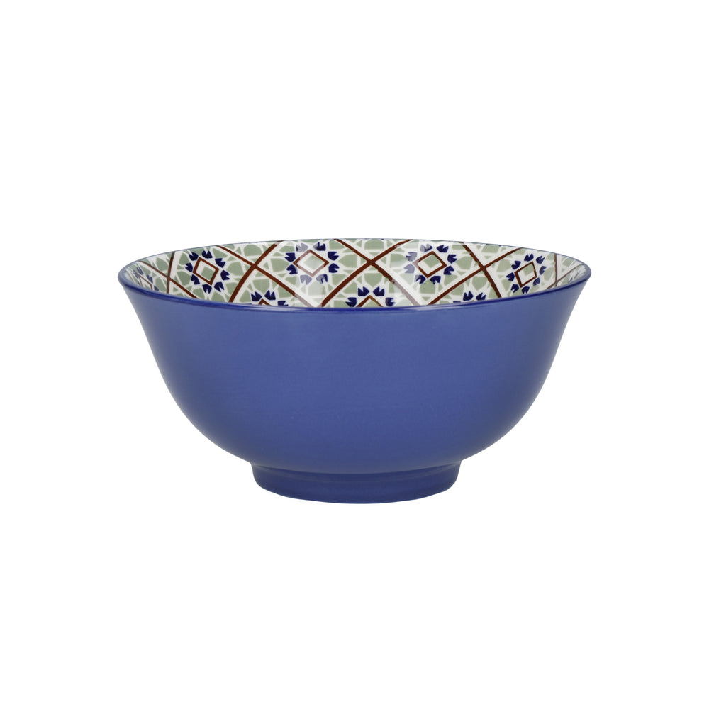 KitchenCraft Set of 4 Patterned Cereal Bowls in Gift Box, Ceramic - 'World of Flavours' Designs