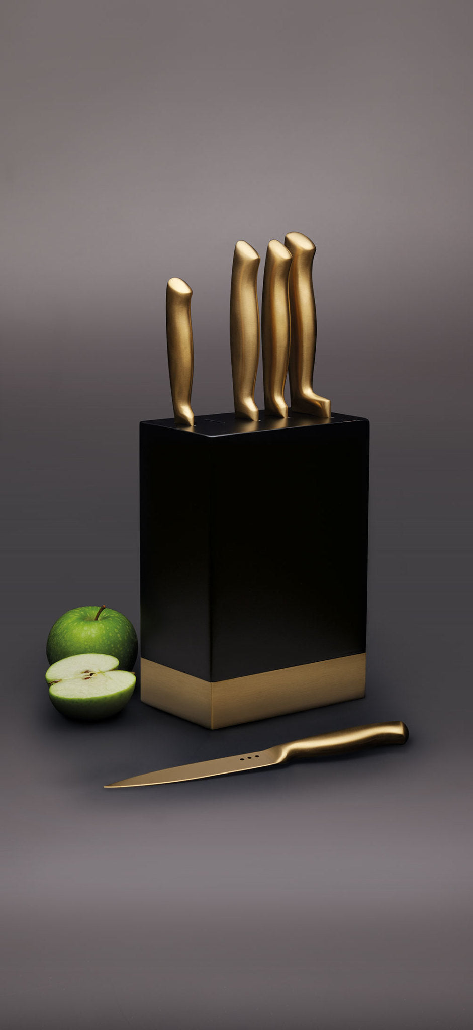 MasterClass 5-Piece Brass-Coloured Stainless Steel Knife Set and Knife Block