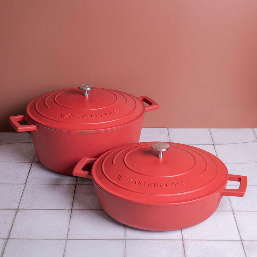 MasterClass 2pc Non-Stick Casserole Dish Set with 5L Casserole Dish and 4L Shallow Casserole Dish
