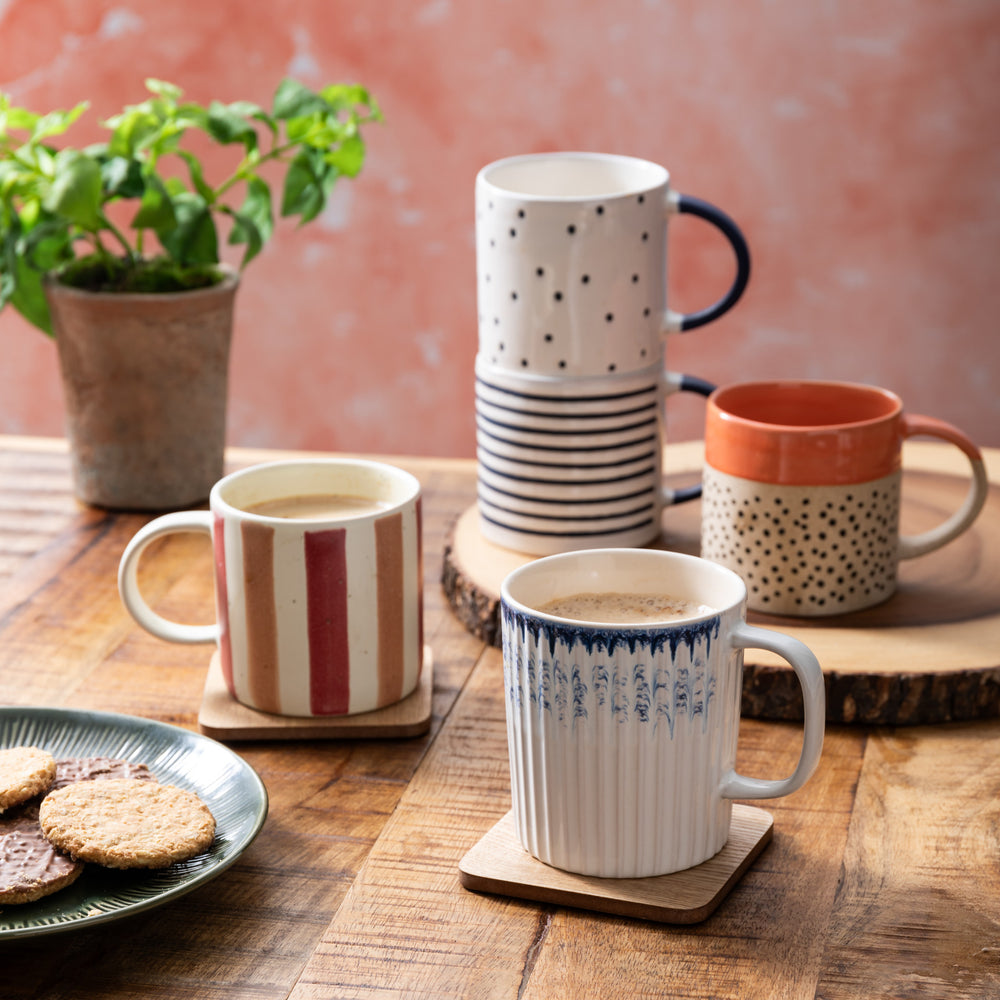Mikasa Pink and Orange Stripe Mug, 380ML