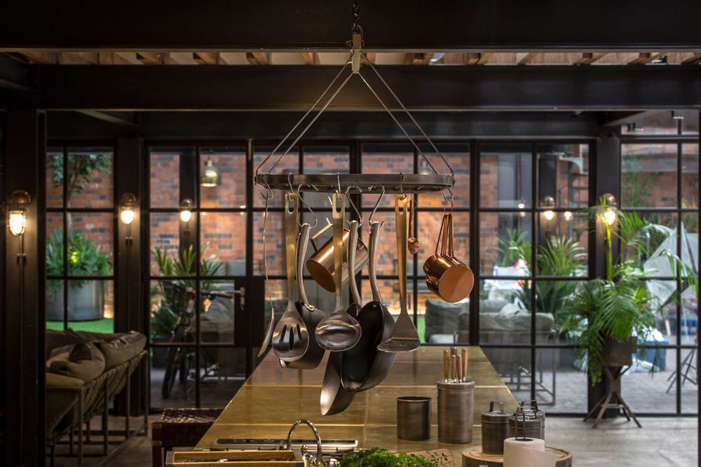 Industrial Kitchen Vintage-Style Ceiling Hanging Pot & Pan Rack