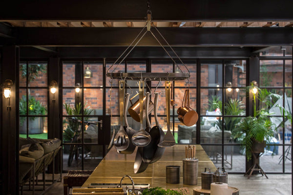 Industrial Kitchen Vintage-Style Ceiling Hanging Pot & Pan Rack image 8