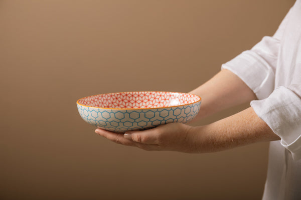 Mikasa Blue Geometric Stoneware Bowl, 21 cm image 2
