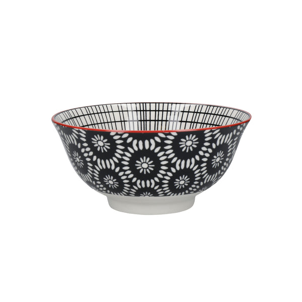 KitchenCraft Patterned Cereal Bowl Set in Gift Box, Ceramic, 'Monochrome' Designs, 15cm, 4 Pieces image 7