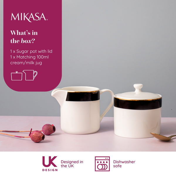 Mikasa Luxe Deco China Sugar Pot and Creamer Set, 245ml, White image 8