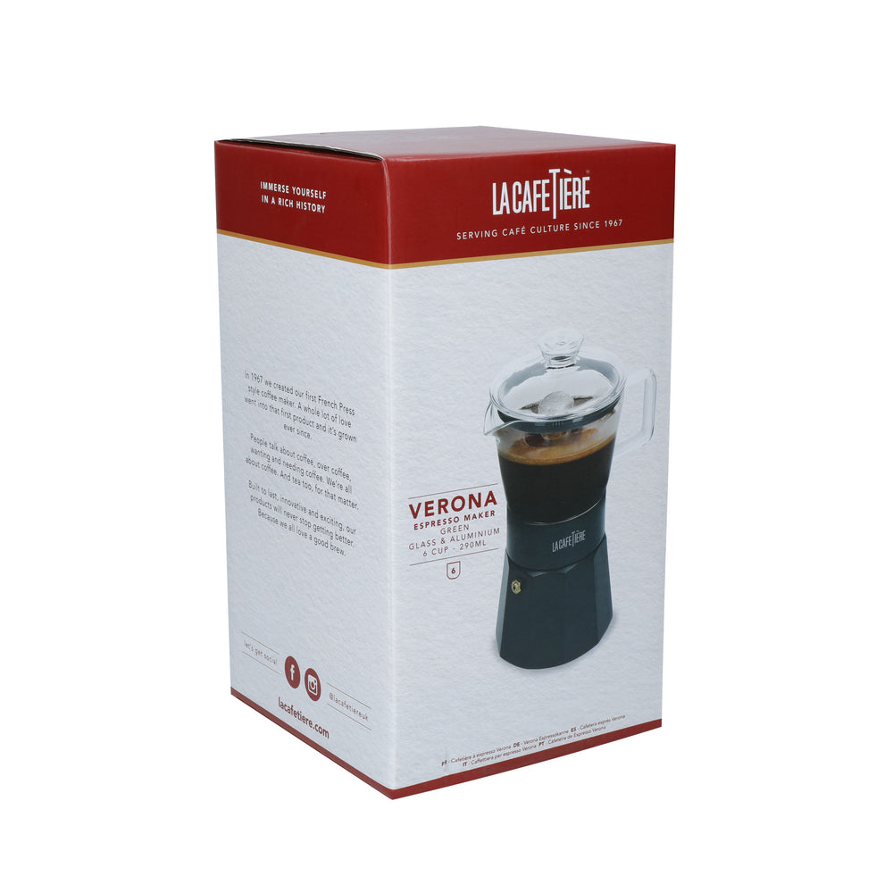 La Cafetière Verona Glass Espresso Maker - 6 Cup, Green