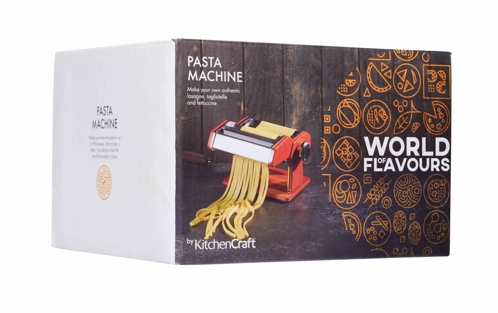 KitchenCraft World of Flavours Red Stainless Steel Pasta Maker