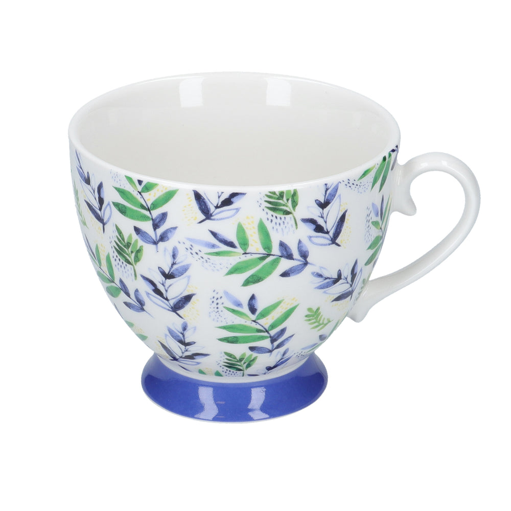 KitchenCraft China Leafy Lemon 400ml Footed Mug
