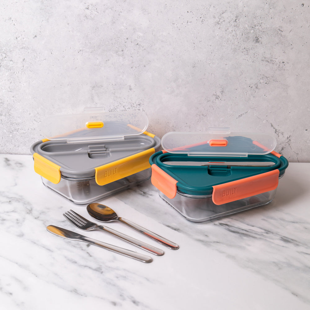 BUILT Lunch Set with Stylist Glass 900 ml Lunch Box  and Tropics Glass 900 ml Lunch Box