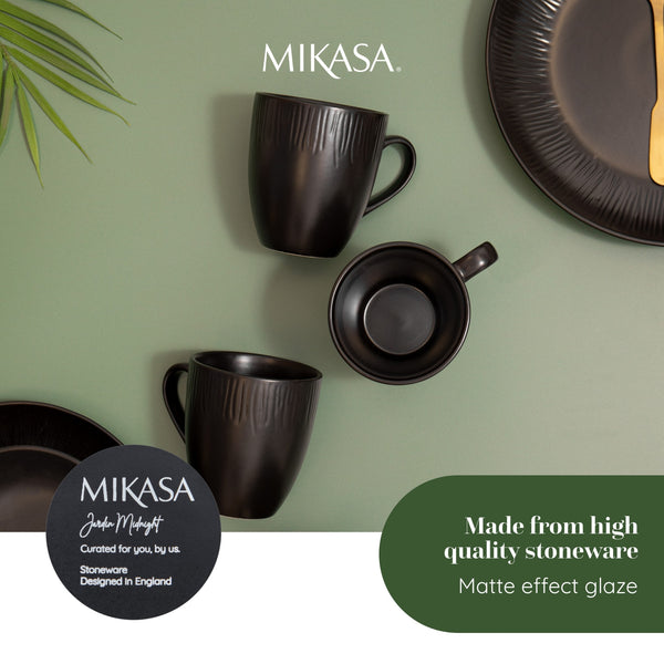 Mikasa Jardin Midnight Stoneware Mugs, Set of 4, 420ml, Black image 9