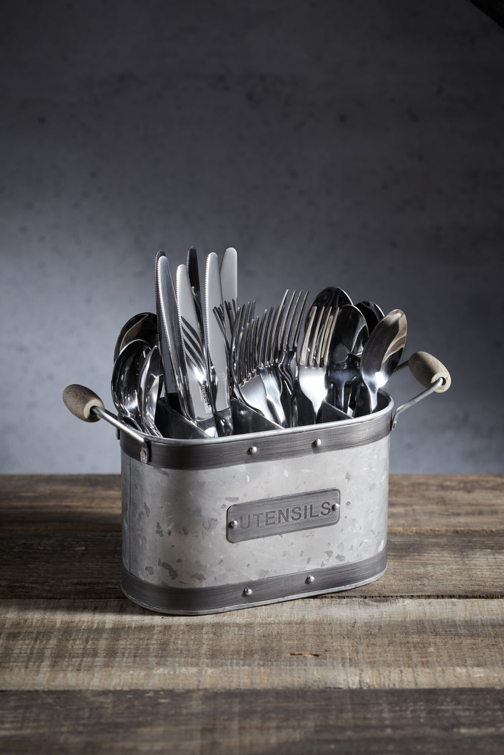 Industrial Kitchen Galvanised Steel Utensil Caddy