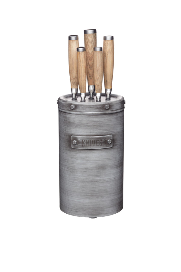 2pc Industrial Kitchenware Set with 5pc Knife Set & Metal Storage Block and Cookbook Tablet Stand image 4