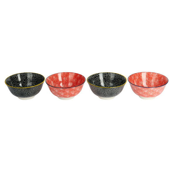 KitchenCraft Set of 4 Ceramic Cereal Bowls - 'Red and Black' Design image 12