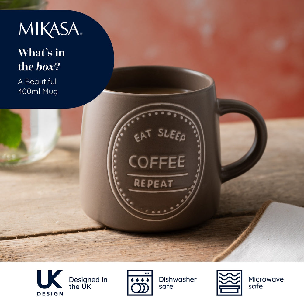 Mikasa Eat Sleep Coffee Repeat Mug, 400ML