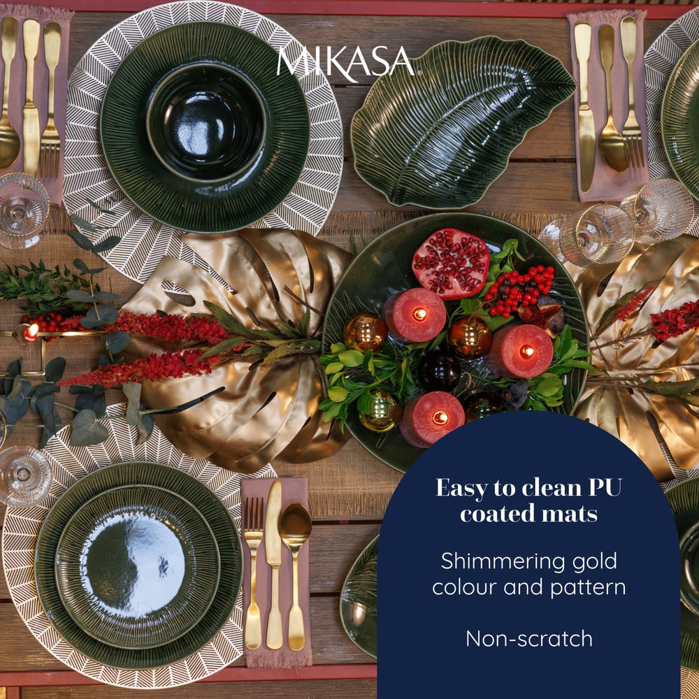Mikasa Round Metallic Placemats, Set of 4, Gold, 38cm