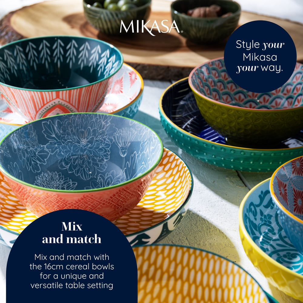 Mikasa Folk Pattern Stoneware Bowl, 21 cm