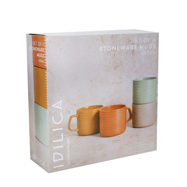 KitchenCraft Idilica Stacking Stoneware Mugs, Set of Four, 400ml image 4
