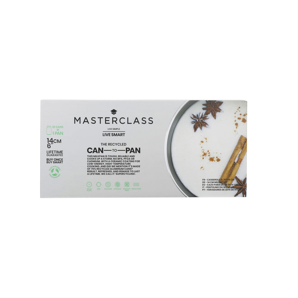 MasterClass Can-to-Pan 14cm Non-Stick Milk Pan for Induction Hob, Recycled Aluminium