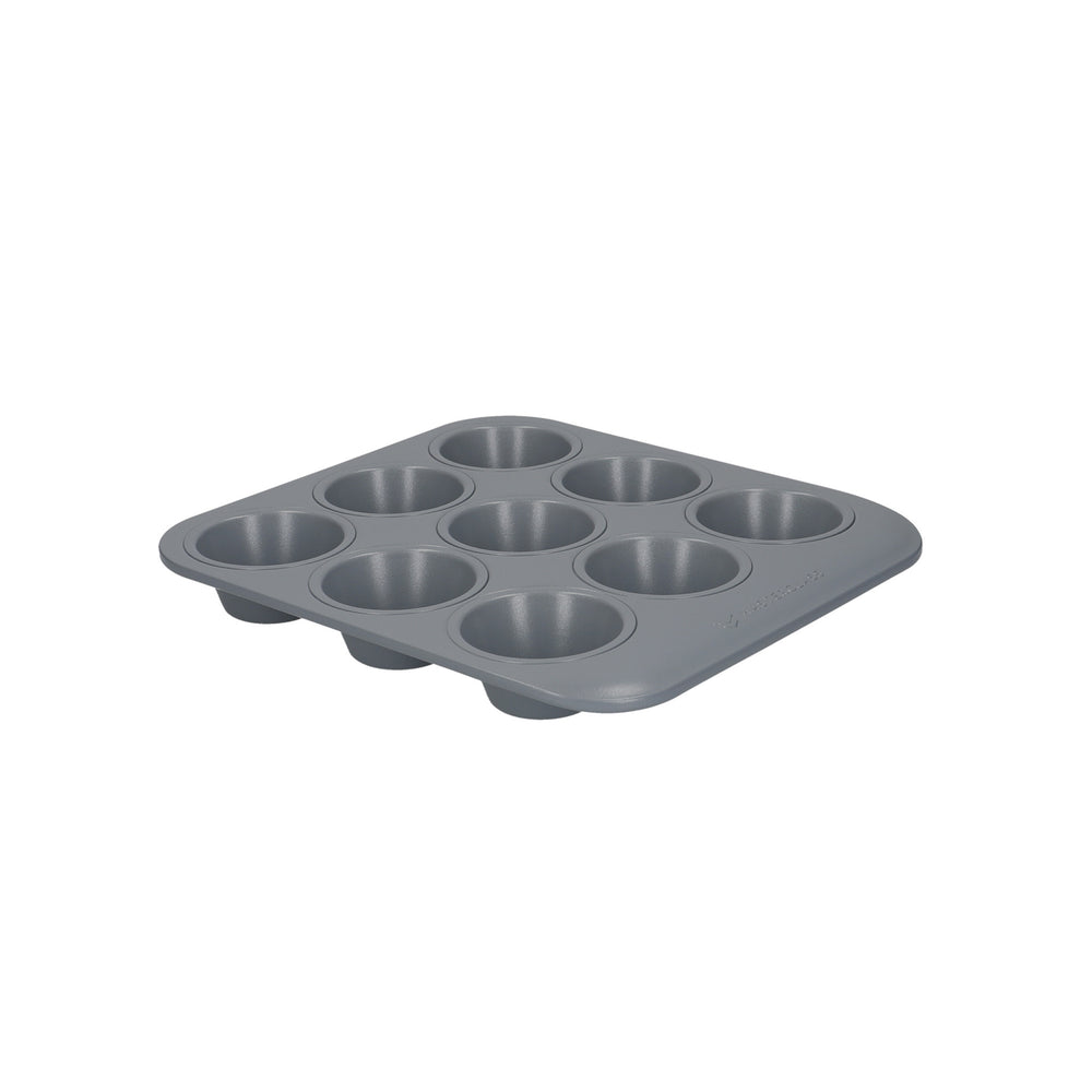 MasterClass Smart Ceramic Muffin Tray with Robust Non-Stick Coating, Carbon Steel, Grey, 24 x 22cm