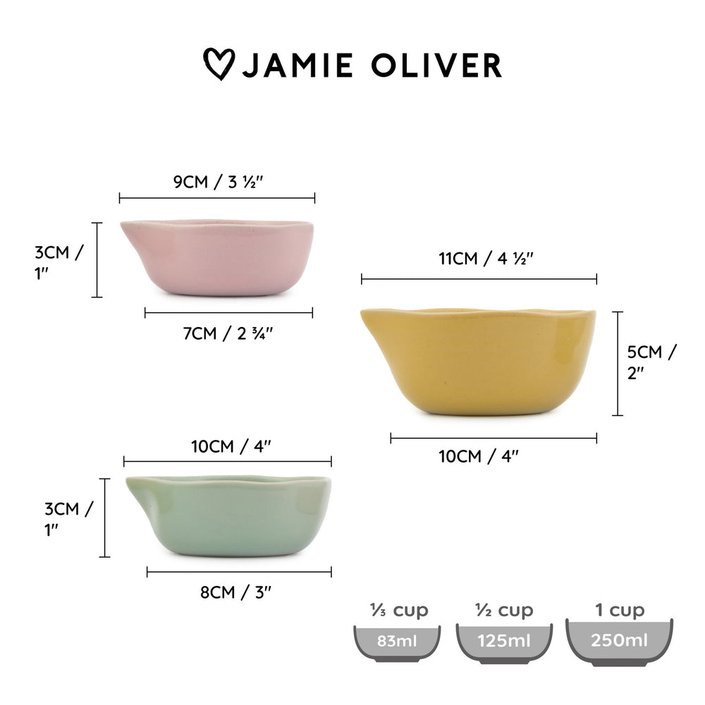 Jamie Oliver Big Love Pinch-Me Pots, Set of 3, 1, ½, ¼ cups