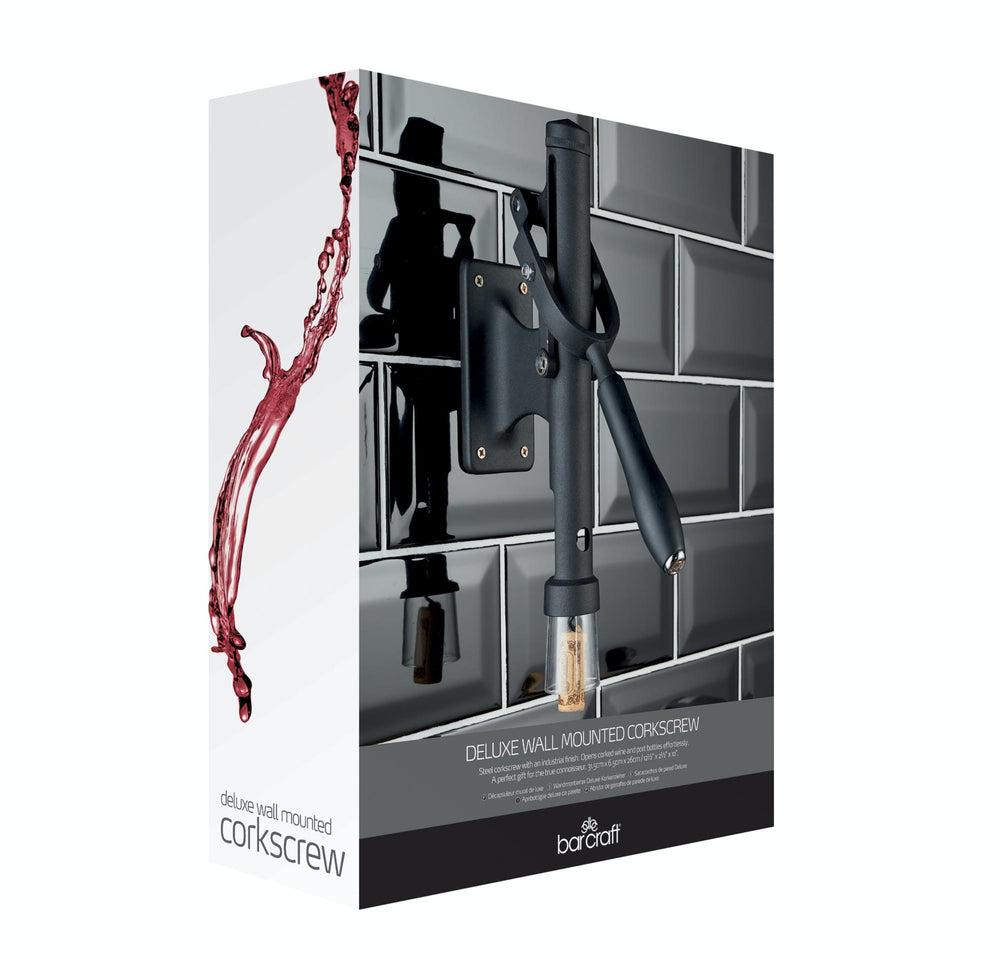 BarCraft Deluxe Wall-Mounted Stainless Steel Lever-Action Wine Bottle Opener