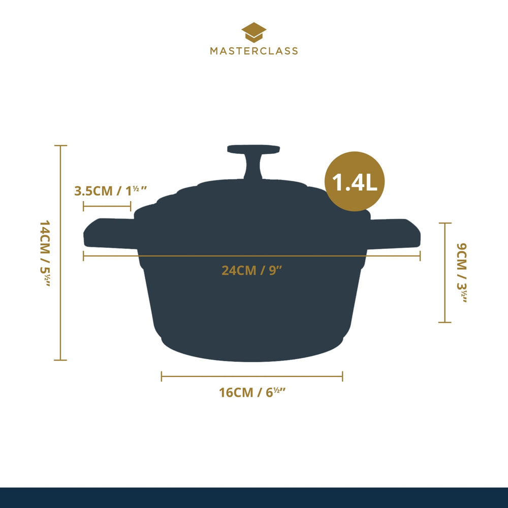 MasterClass Black Cast Aluminium Casserole Dish, 1.4L