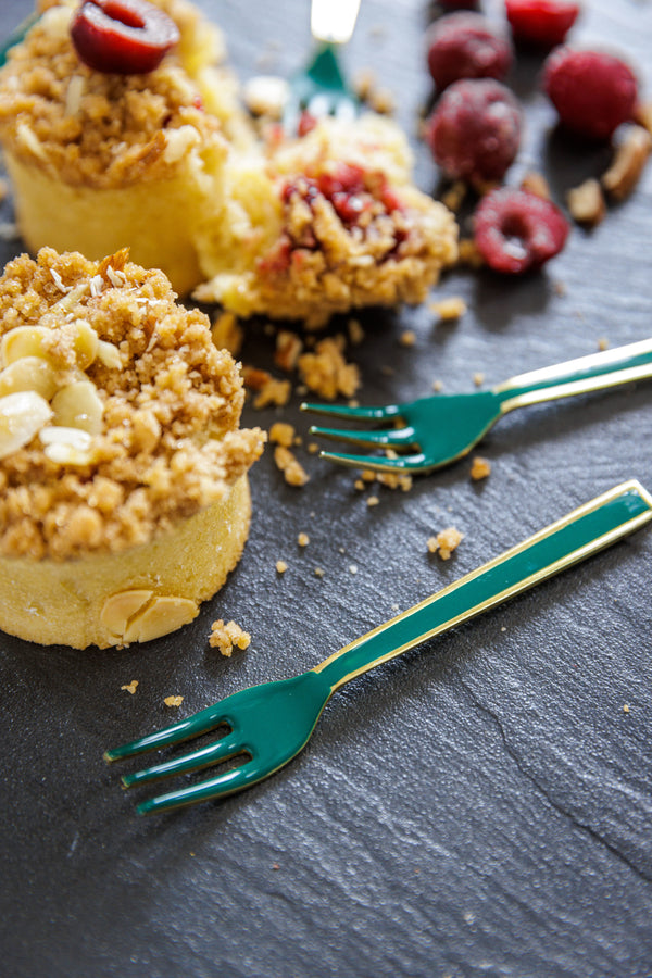 Artesà Set of Mini Serving Forks - Green and Gold, 4 Pieces image 2