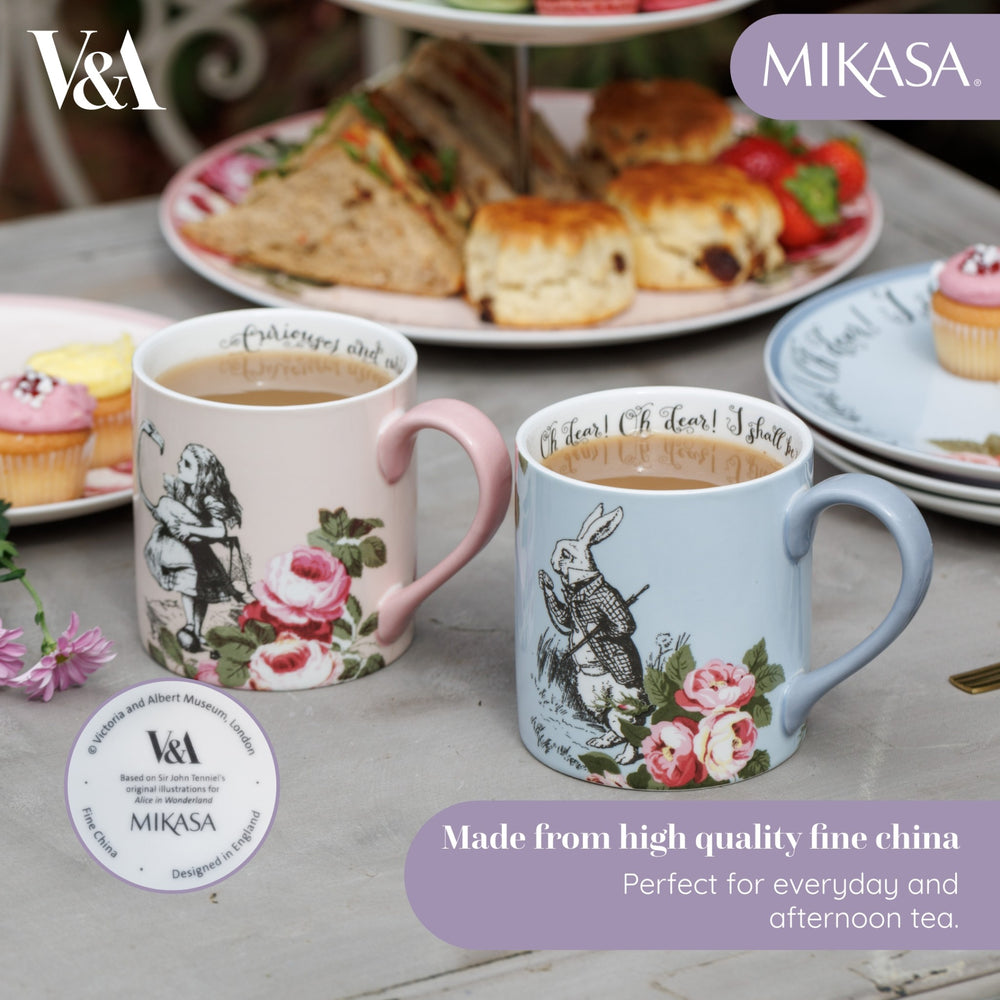 Mikasa and the V&A Alice In Wonderland 'His And Hers' Bone China Mugs, Set of 2, 380ml