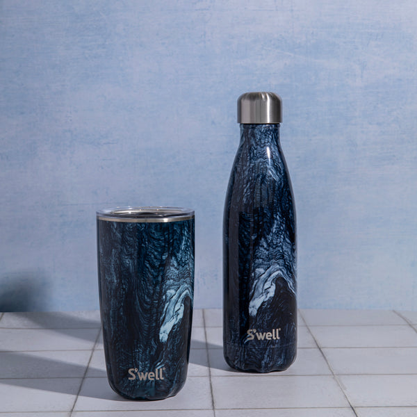 S'well 2pc Travel Cup and Bottle Set with Stainless Steel Water Bottle, 500ml and Drinks Tumbler, 530ml, Azurite Marble image 2