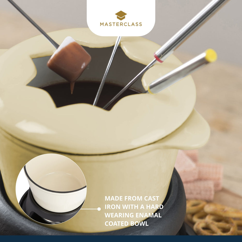 MasterClass Cast Iron Enamelled Cream Fondue Set