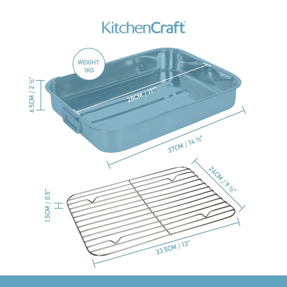 KitchenCraft Stainless Steel 38cm x 27.5cm Roasting Pan