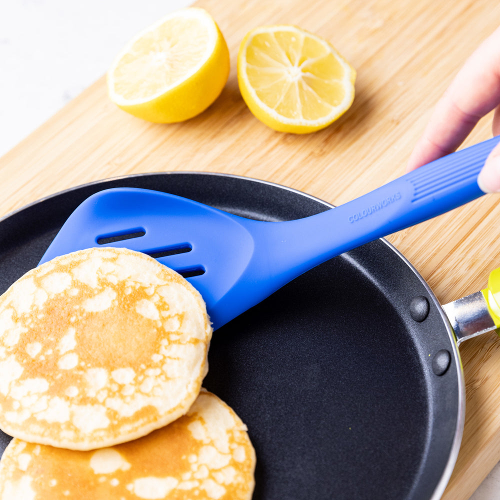 Colourworks Blue Silicone Fish Slice with Raised Edge, Slotted Design