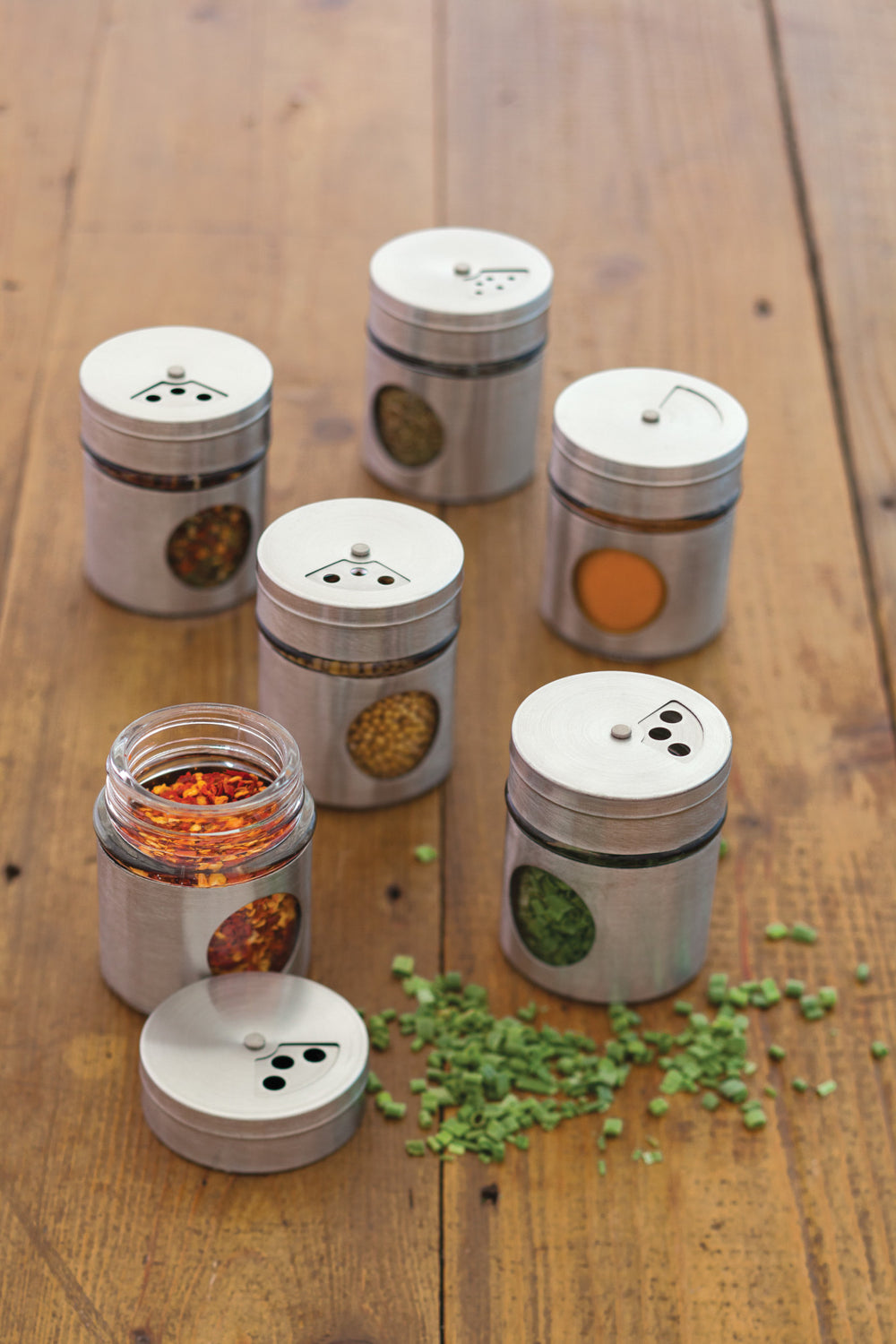 Home Made Set of 6 Stainless Steel Spice Jars