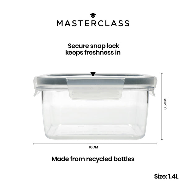 MasterClass Eco-Snap 1.4L Recycled Plastic Food Storage Container - Square image 8